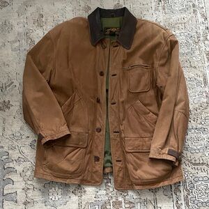 Men's Brown Leather Jacket with Black Collar